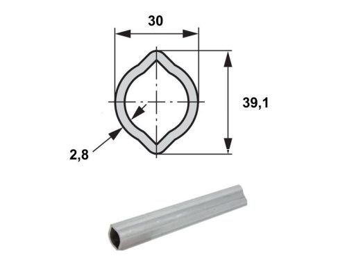 KARDÁNTENGELY PROFILCSŐ KÜLSŐ T1/T2-2,8X30X39,1 CITROM (1500MM)