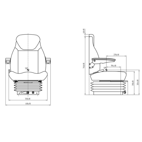 TRAKTOR ÜLÉS LÉGRUGÓS EBLO KÉK/FEKETE 50-135KG