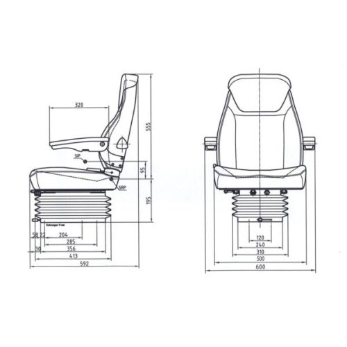 MTZ ÜLÉS KAR+FEJTÁMASZ LÉGRUGÓS EBLO 50-130KG